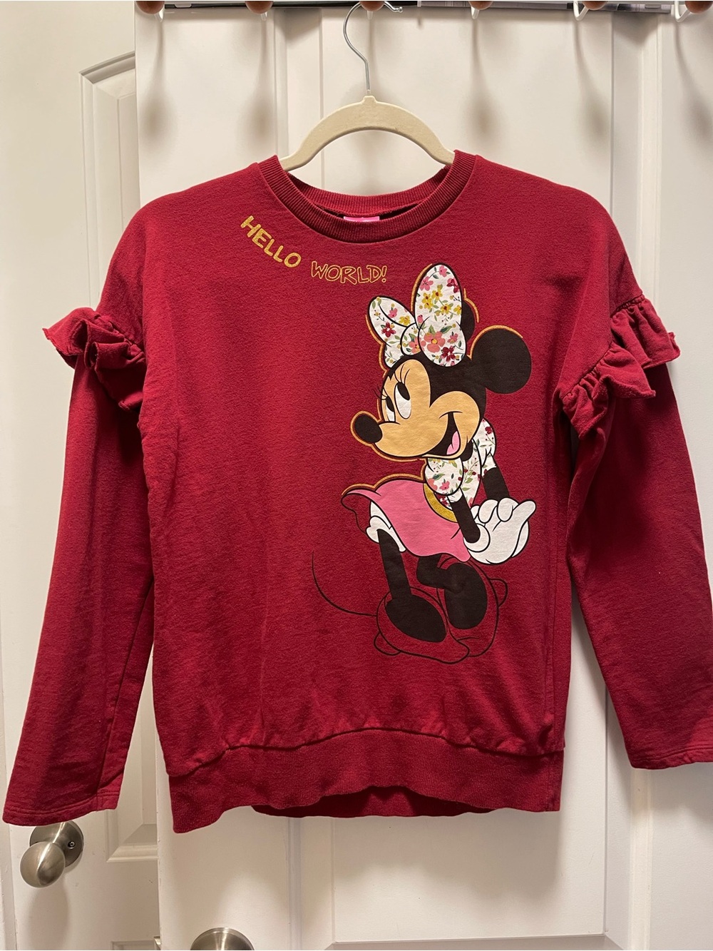 Disney Junior Minnie Mouse Floral Ruffle Sleeve Sweatshirt 10/12